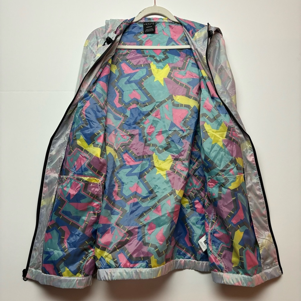 Zumiez Empyre Unisex Geometric Full Zip Hoodie Translucent Jacket Sz M Retro NWT